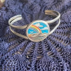Silver & Abalone Rainbow Cuff🌈